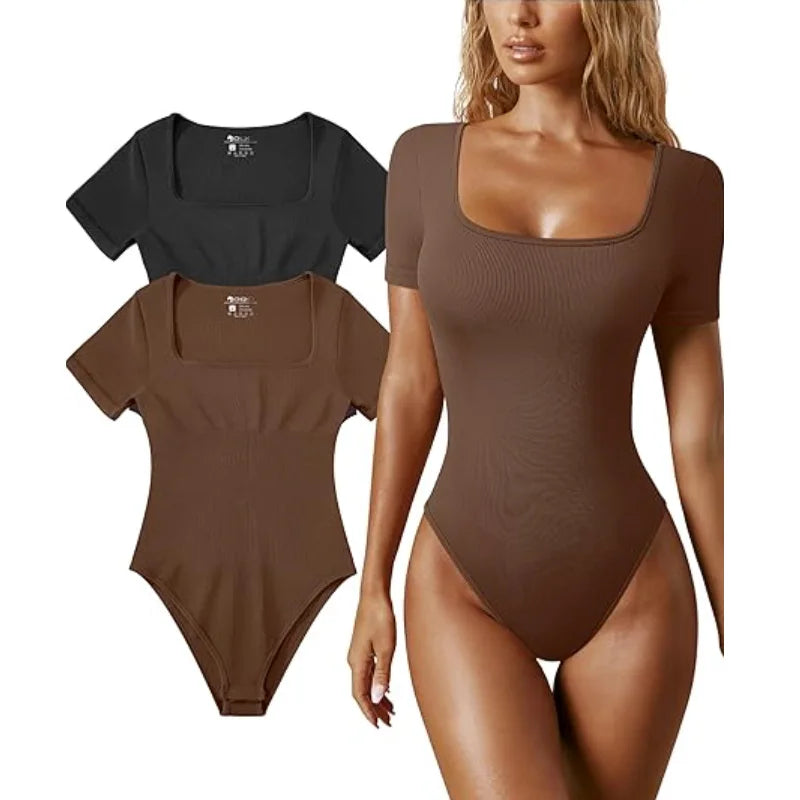 Elevate Your Silhouette with Our Sexy Ribbed One-Piece Bodysuit – Tummy Control & Open Crotch Design