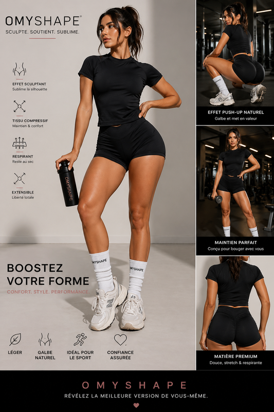 2 Pieces  Sports Sets Short Sleeve Seamless Yoga Top Fitness Set Women Workout Running Sports Shorts Gym Suit